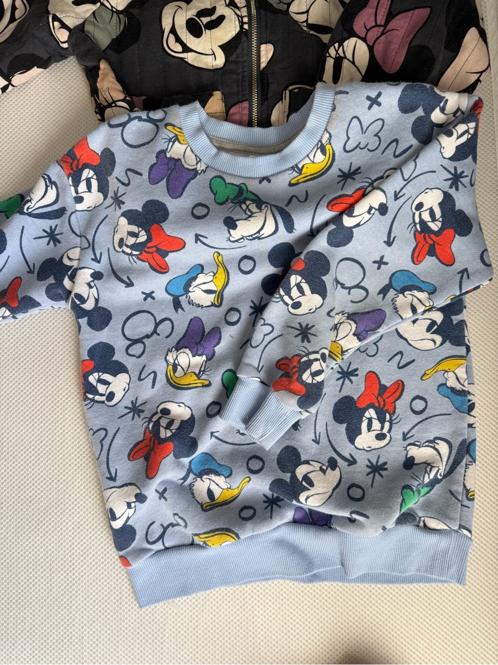 Disney Light Blue Crewneck Sweatshirt with Colorful Mickey & Friends Print